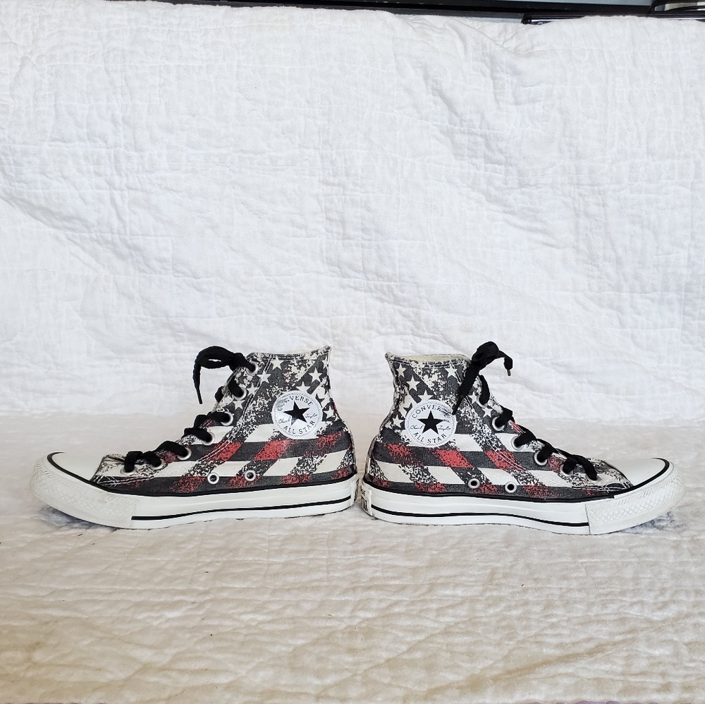 Red and Black American Flag Converse All Star